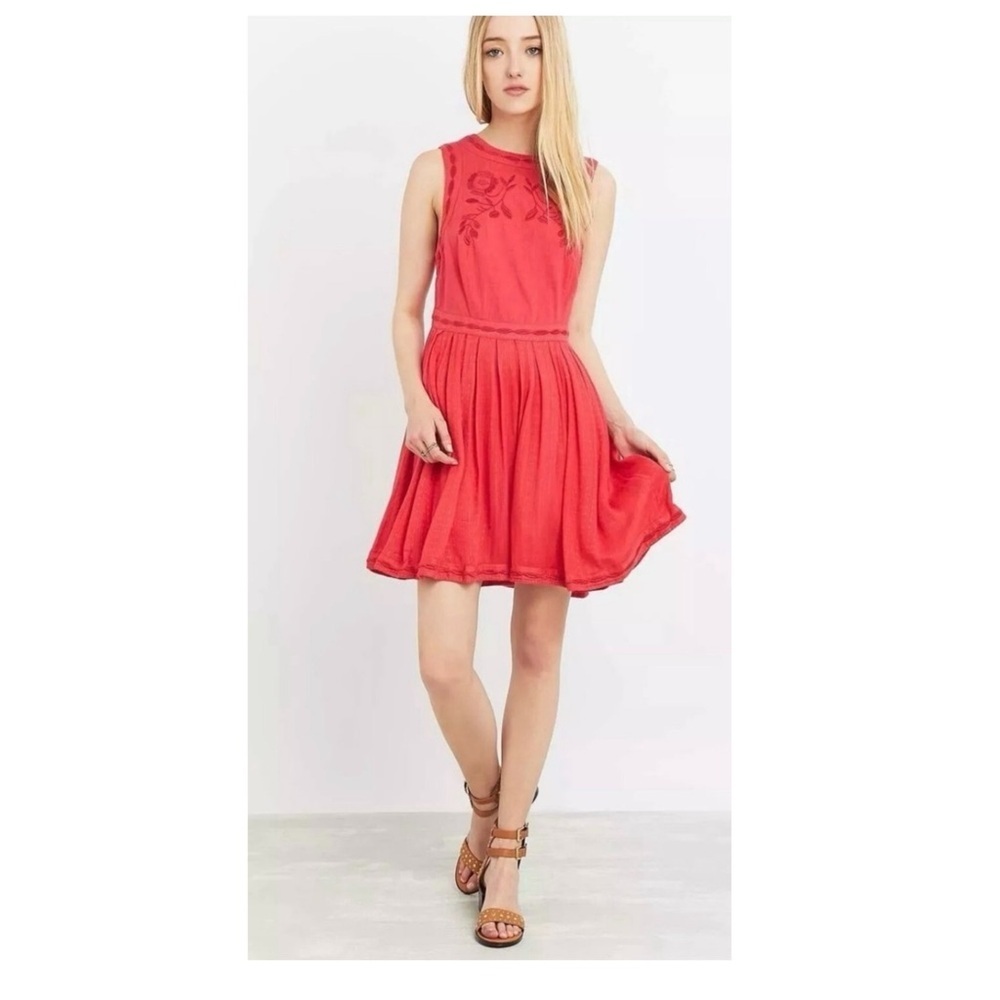 Free People | Birds Of A Feather Embroidered Mini Dress Coral | 2